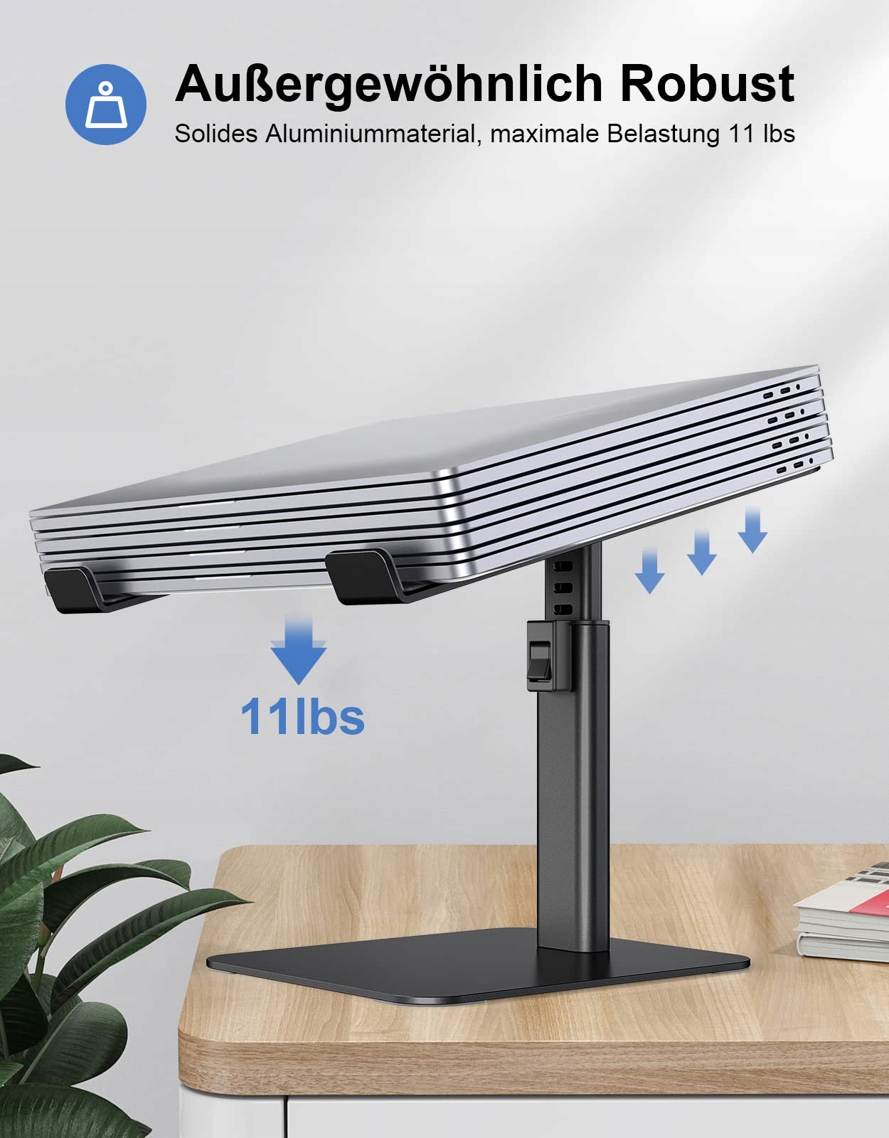 BABACOM Stojak Na Laptopa Regulowany Aluminiowy Chłodzący Do 10-16 Cali — miniatura 4