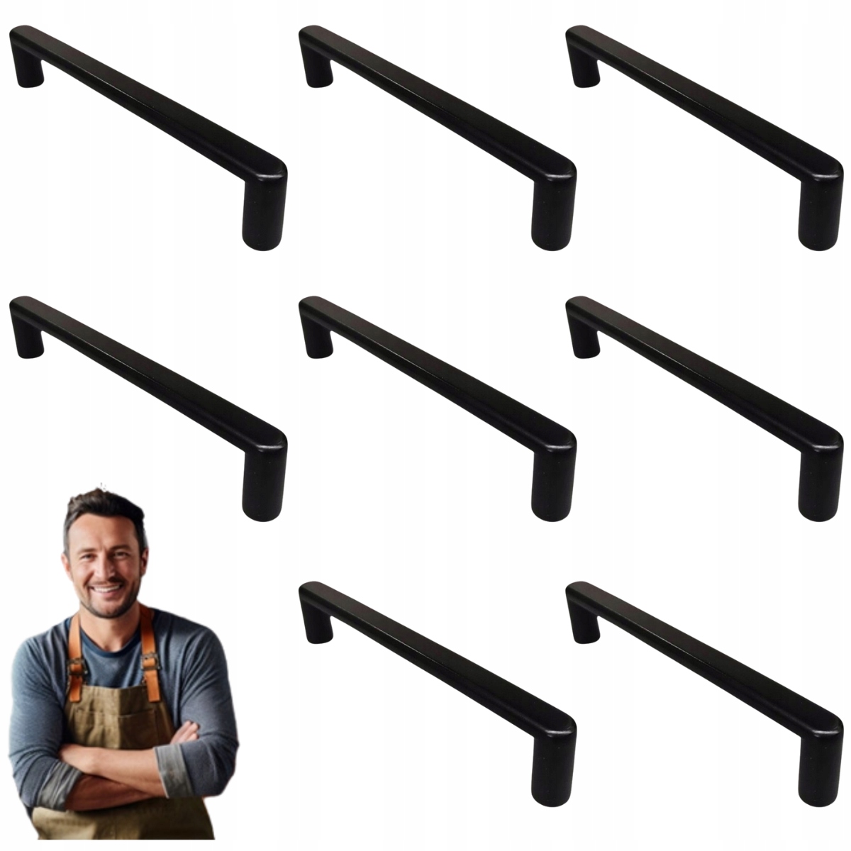 Nábytkový držiak do skrinky Marcali 128 mm Čierny Mat 8ks