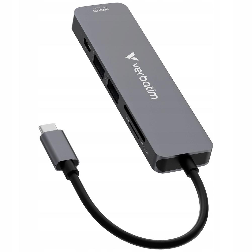 Adapter Verbatim Usb-c/hdmi/usb-a 3.2 SD/microSD aluminiowy 32156