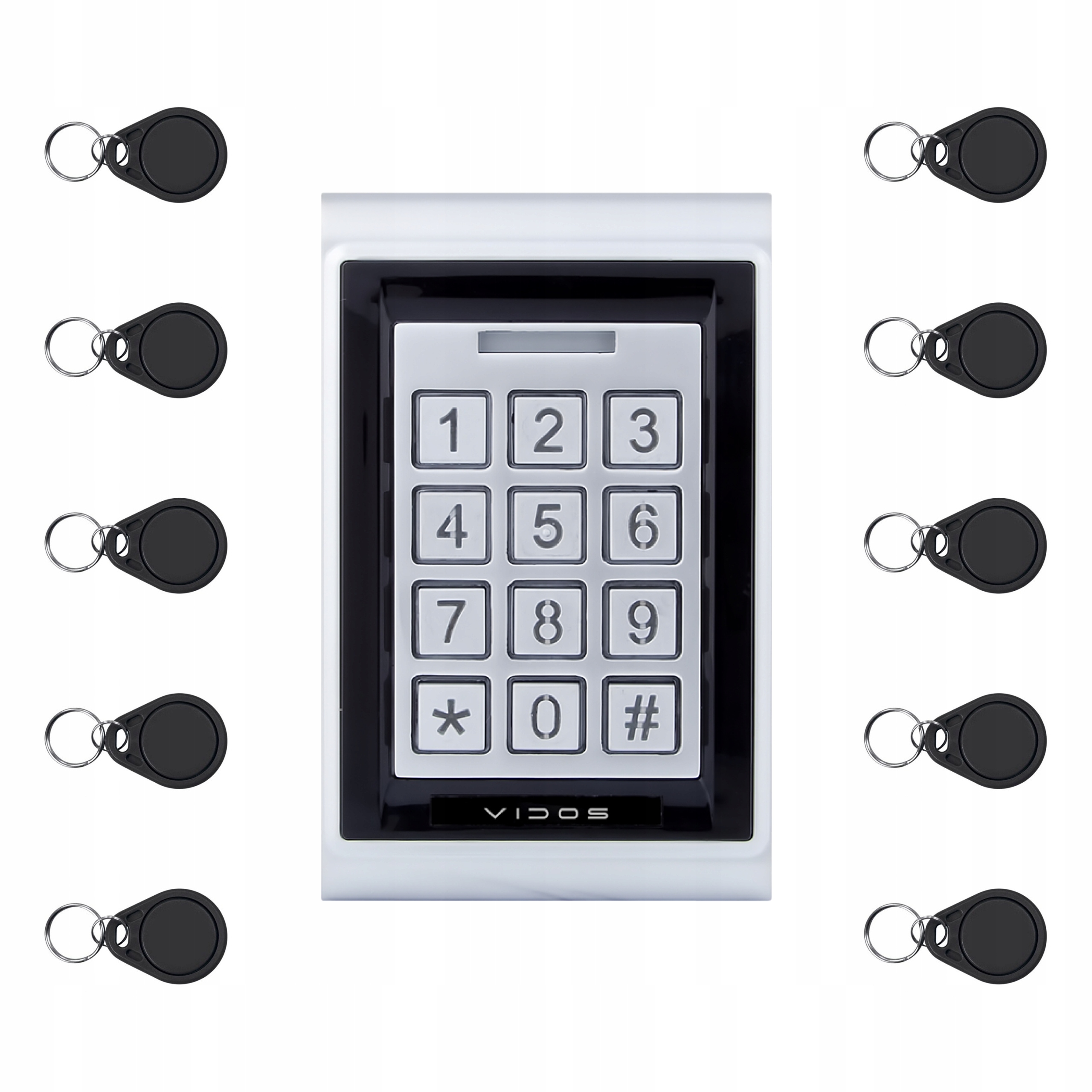 Šifrovací Zámok Vidos ZS50 Vandalovzdorný 10 Kusov Rfid Kľúčenok 125 kHz