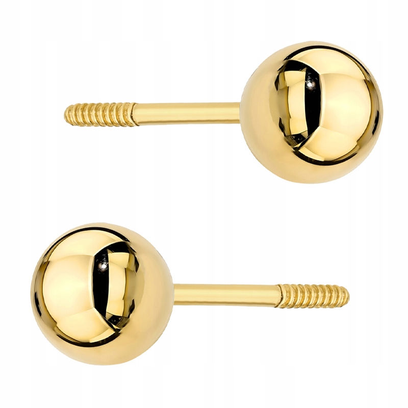 Zlaté Náušnice Dámské pr. 585 Kuličky 4mm Šroubovací tyčinka 14k
