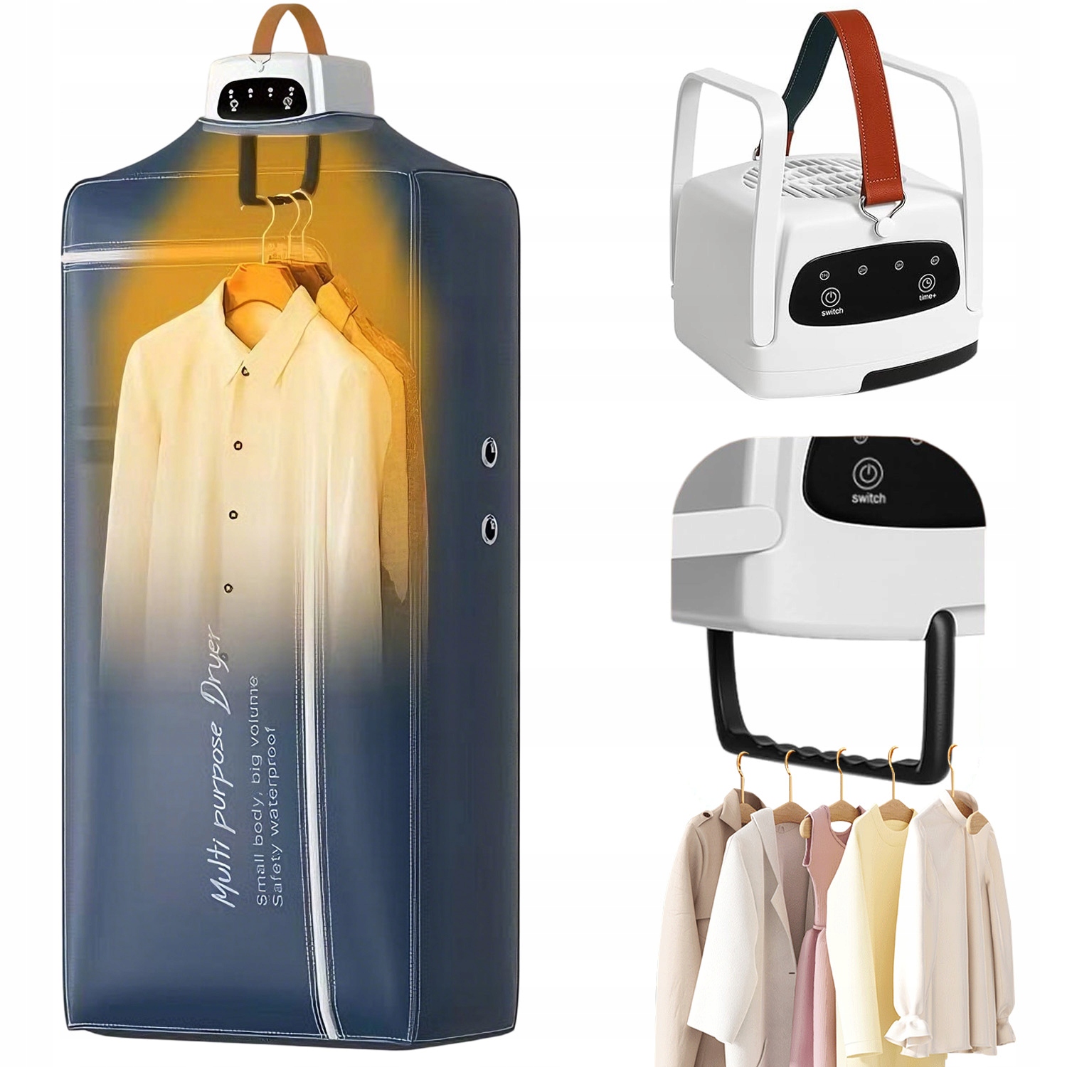 Levně Přenosná Mini Sušák Na Prádlo S Časovačem, Kompaktní, Elektrická, Skládací