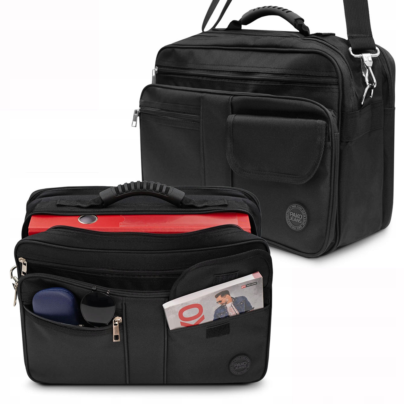 Torba Męska na Ramię na Laptopa Duża Listonoszka Czarna A4 Pako Jeans