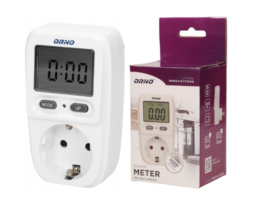 Watomierz z wyświetlaczem LCD wersja Schuko OR-WAT-419(GS) ORNO