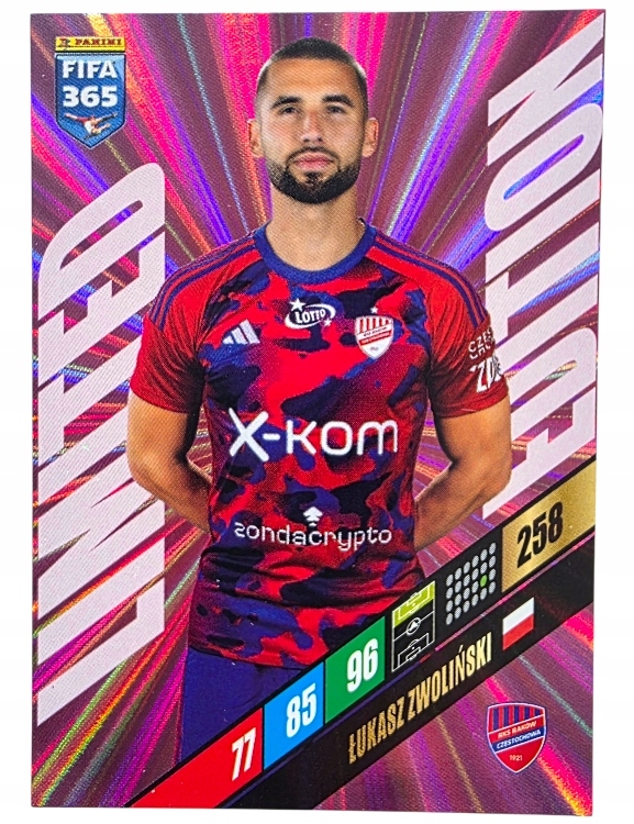 Karty Piłkarskie Panini Fifa 365 2024 Limited Raków Częstochowa Zwoliński