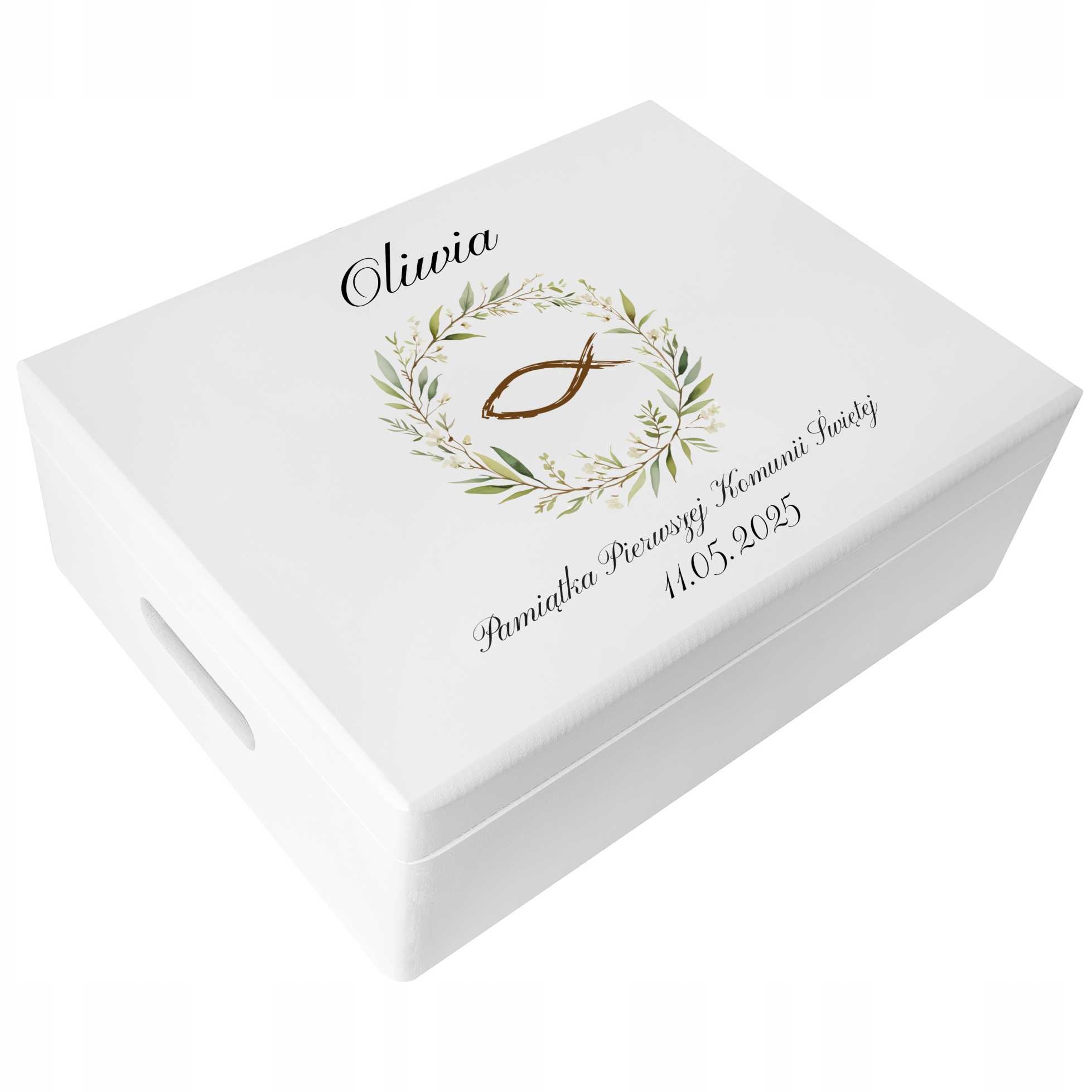 Krabička bílá dárek první svaté přijímání obálky suvenýry Bible potisk 40x30