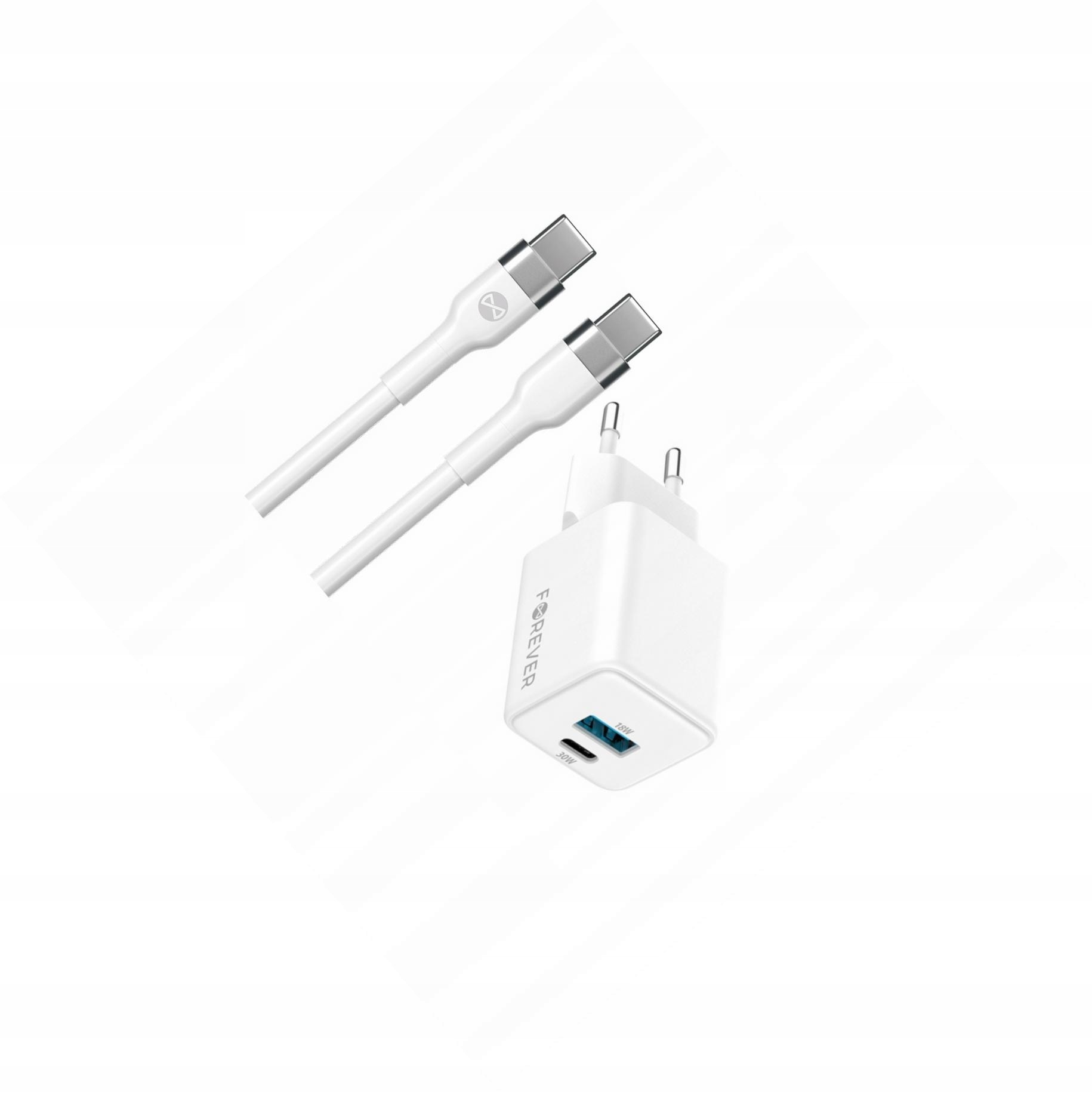 Szybka ładowarka GaN 30W 2 wejścia Usb i Usb-c z kablem do Tcl 10 Plus