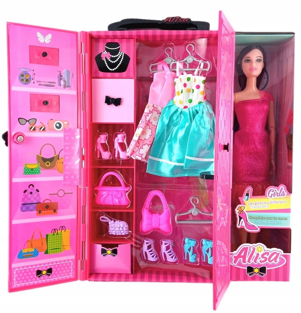 

Lalka Alisa Modelka Z Szafą Ubranka Buty Akcesoria