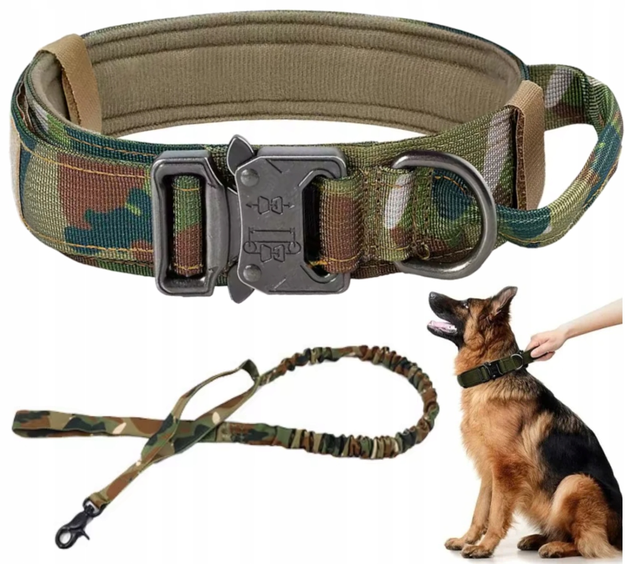 Levně Profesionální Taktický Obojek Pro Psa Kovová Spona Silná Vodítko 48-60 CM XL