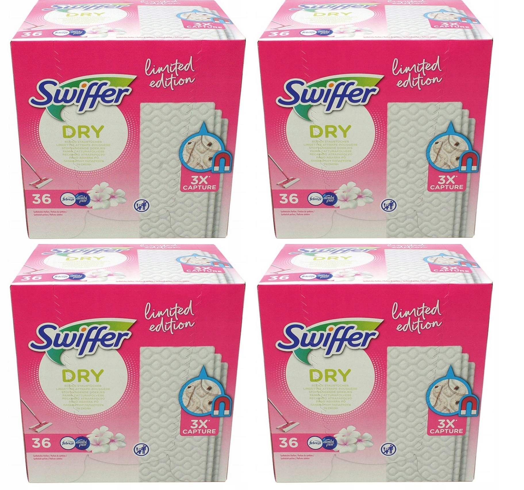 Swiffer Suche Ścierki Do Mopa 144 Sztuk Wkład Edycja Limit. Edycja Ambipur