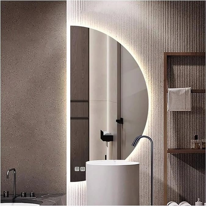 Dizajnové Led kúpeľňové zrkadlo Polmesiac bez rámčeka Antipara 100 x 50 cm