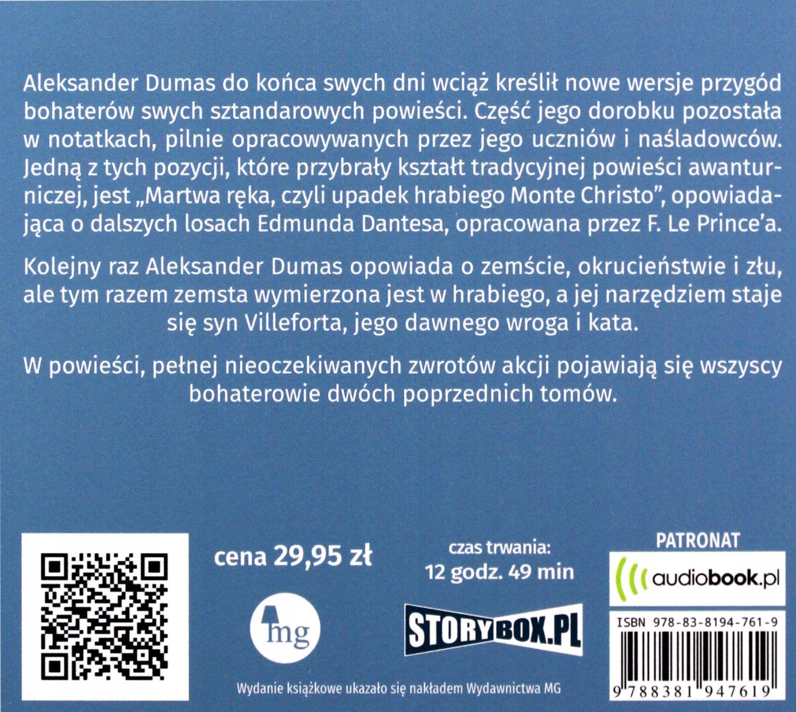 MARTWA RĘKA, CZYLI UPADEK HRABIEGO MONTE CHRISTO - Stan opakowania oryginalne