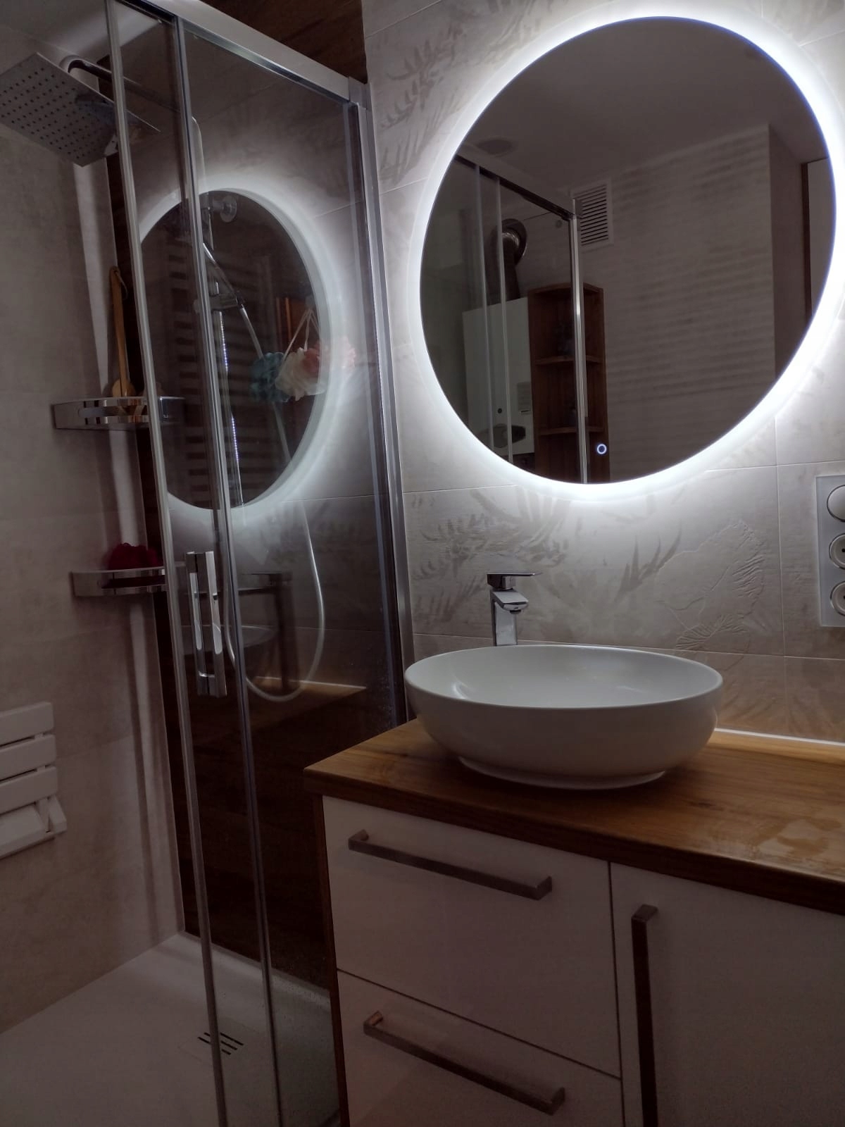 LUSTRO 80 cm OKRĄGŁE PODŚWIETLANE LED WŁĄCZNIK Szerokość 800 mm