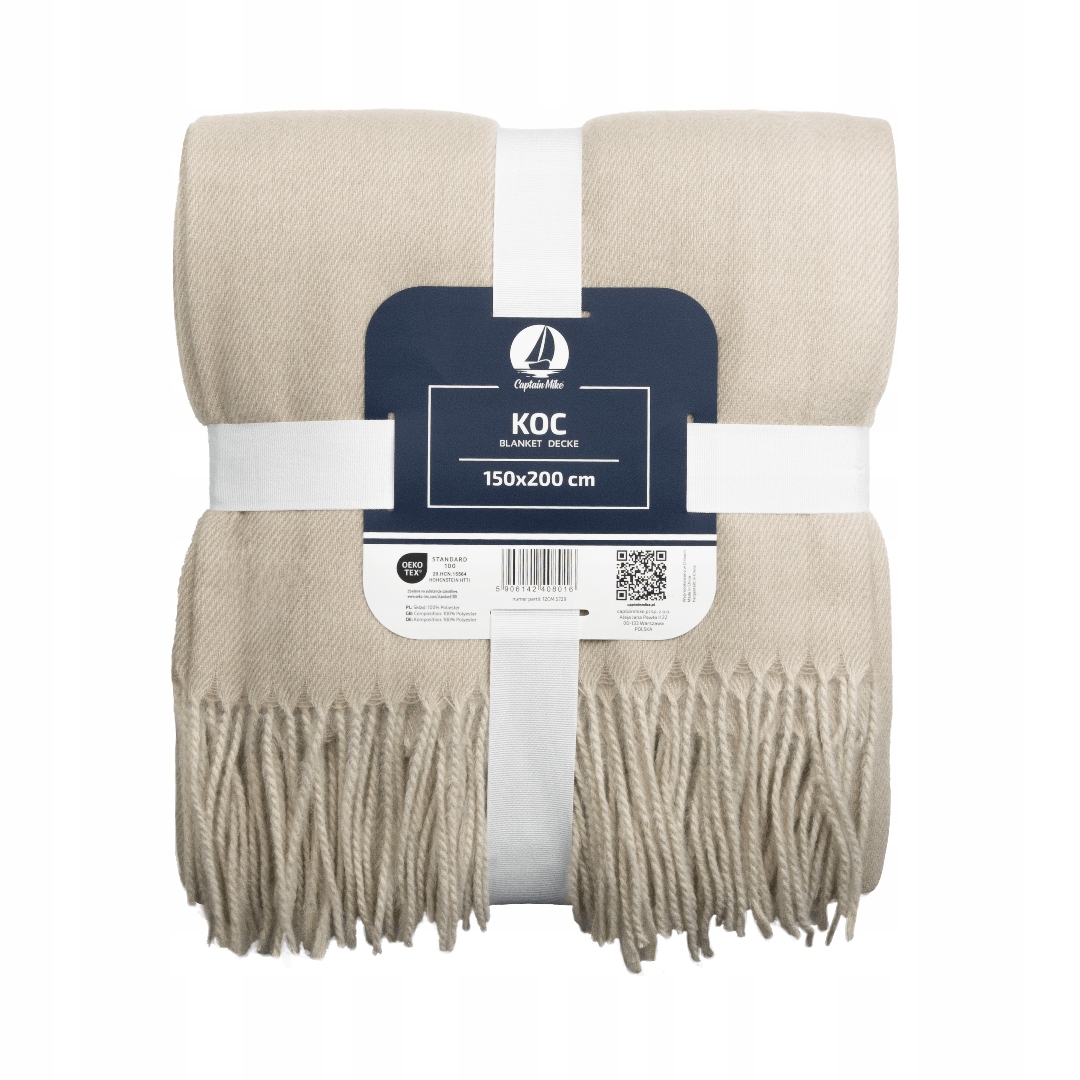 Deka s třásněmi Měkká a stylová, Ideální pro chladné večery Béžová 150x200