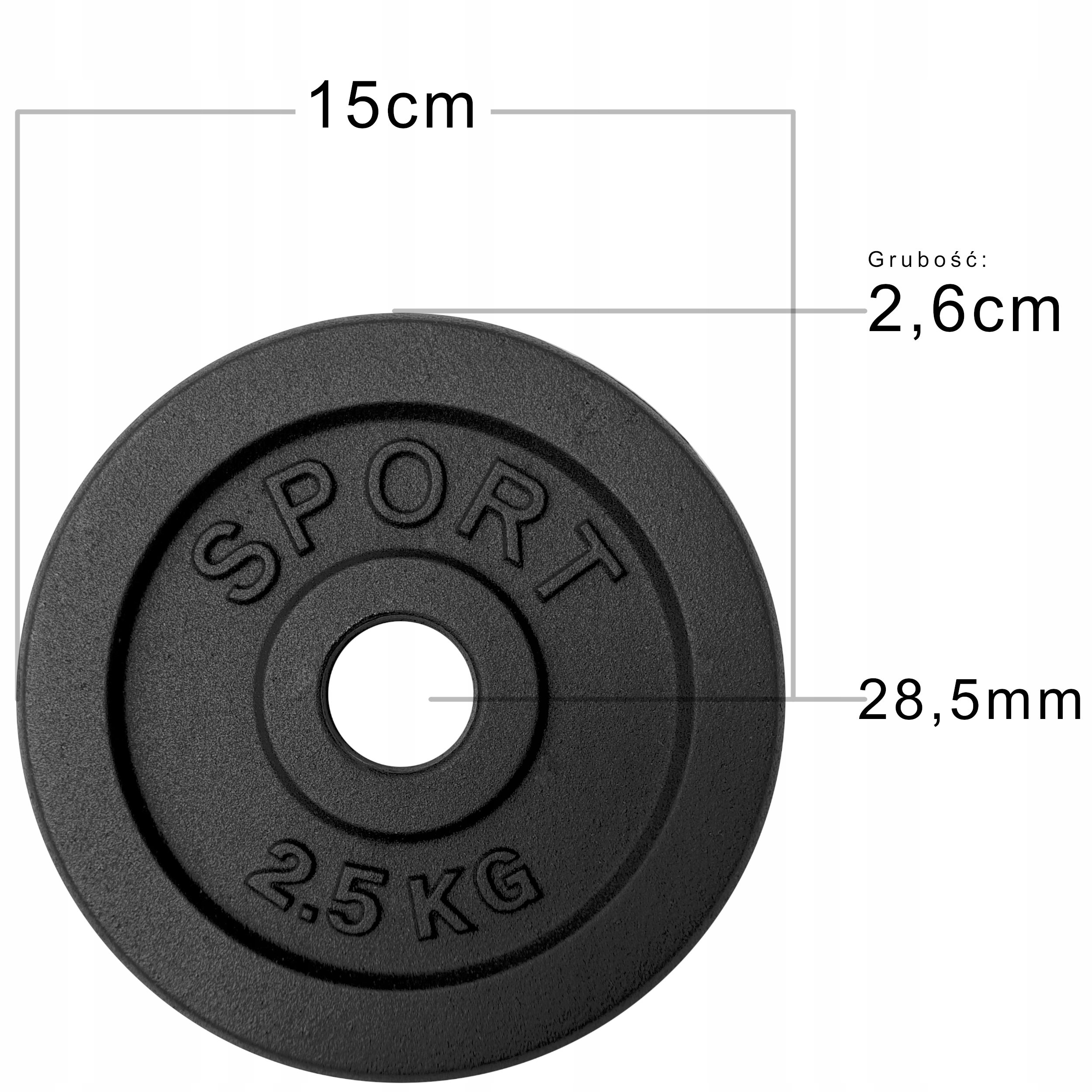 Talerz żeliwny 2,5kg obciążenie krążek 28mm nowe Kod producenta Talerz żeliwny 2,5kg SPORT FOR FUN