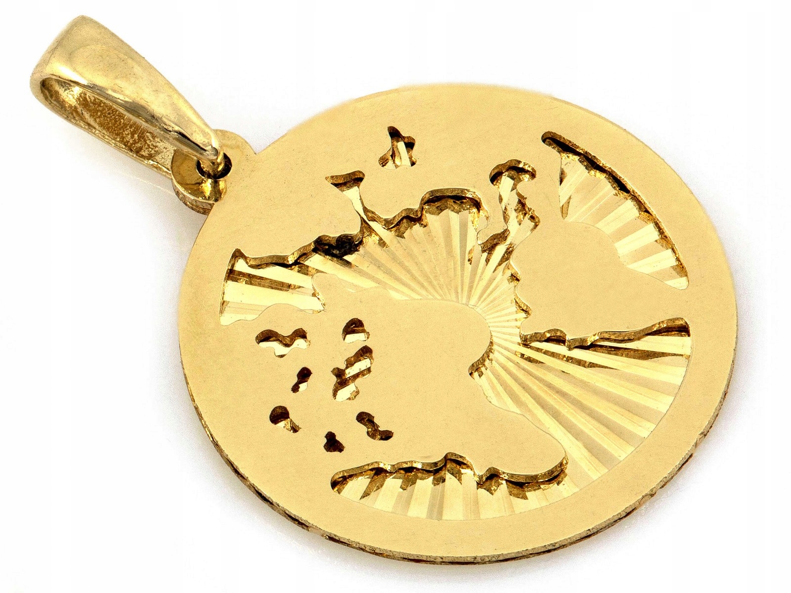 Zlatý přívěsek 585 kulatý s mapou světa, diamantové kolečko, 14kt