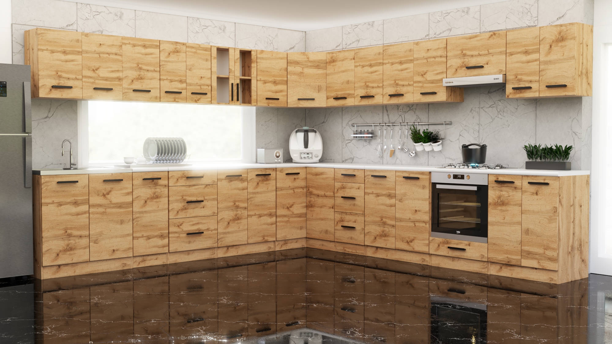 Meble kuchenne narożne Zestaw mebli kuchennych Kuchnia narożna COSTA KW Kolor frontów szafek wiszących inny kolor