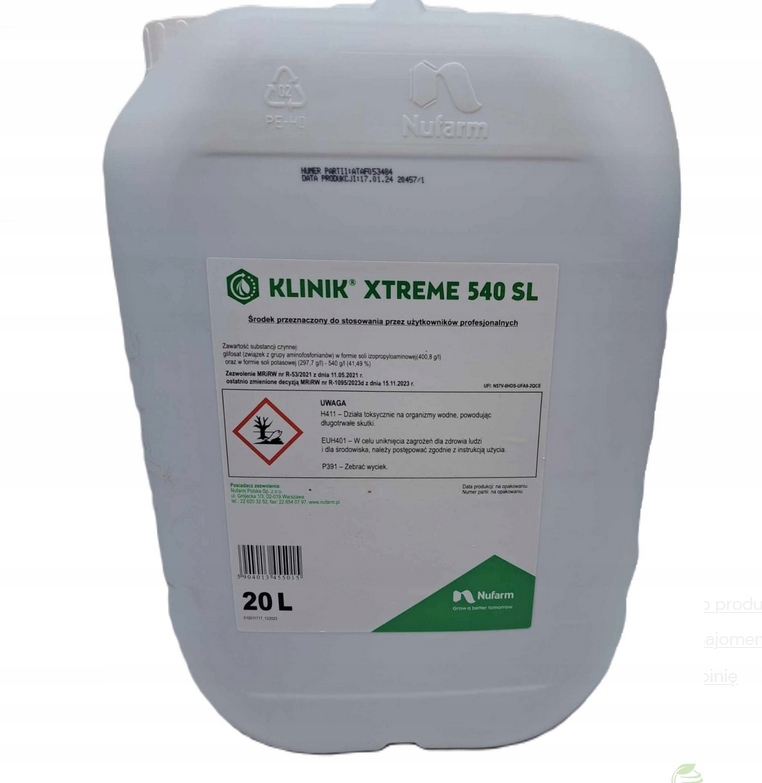 Klinik Xtreme 540SL 20L Glifosat zwalcza chwasty Bardzo Mocny