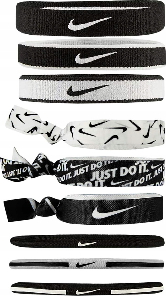 Gumičky Na Vlasy Nike Mixed Ponytail Holders 9 Ks Černobílé N0003537036