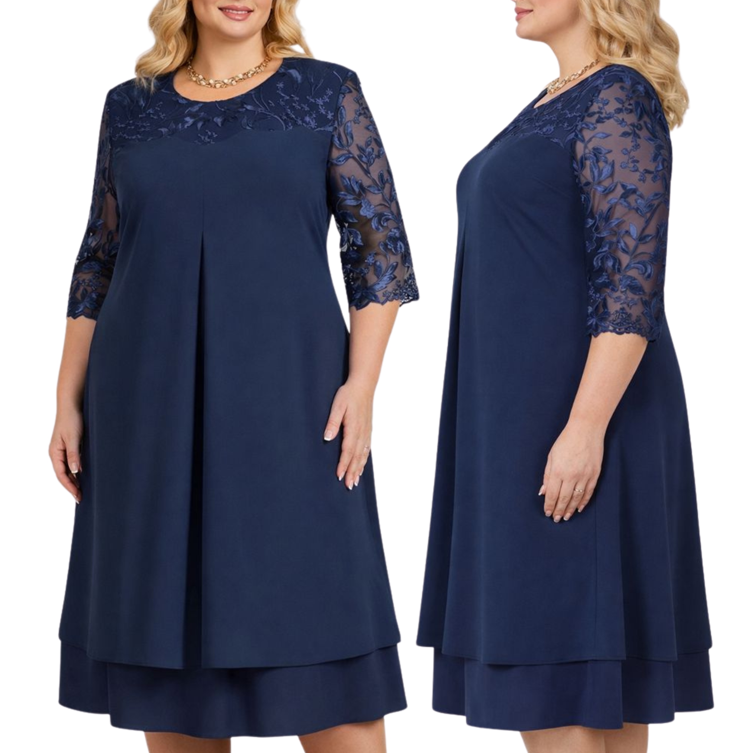 Sukienka damska wieczorowa midi koronkowa kwiatowa Plus Size