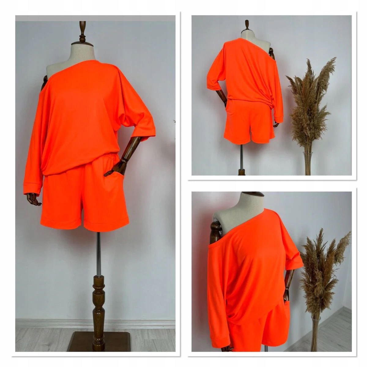 Komplet Szorty Z Bluzką Oversize Pomarańczowy / XL Rozmiar XL