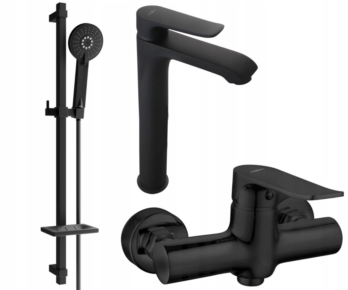 Mexen Pecos DQ40 Sprchová Souprava Černá, Mosazná Baterie, 3 Funkce
