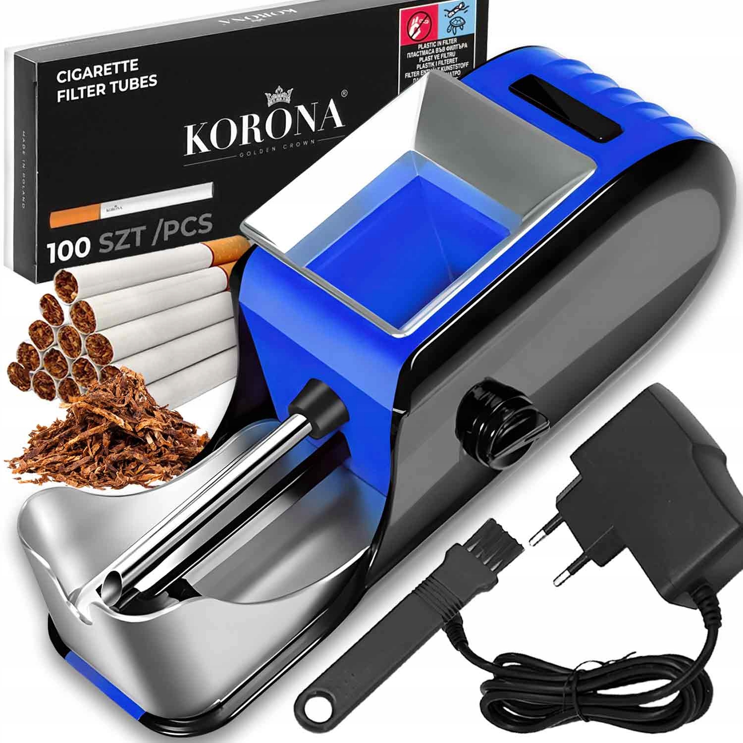 ELEKTRYCZNA MASZYNKA DO PAPIEROSÓW NABIJARKA TYTOŃ DO ROBIENIA + 100 GILZ