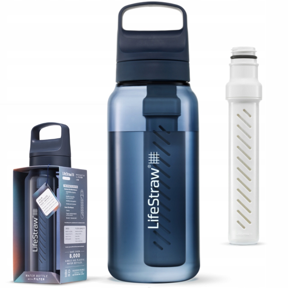 Láhev s filtrem LifeStraw filtruje vodu E. coli a bakterie 99,99% granátová