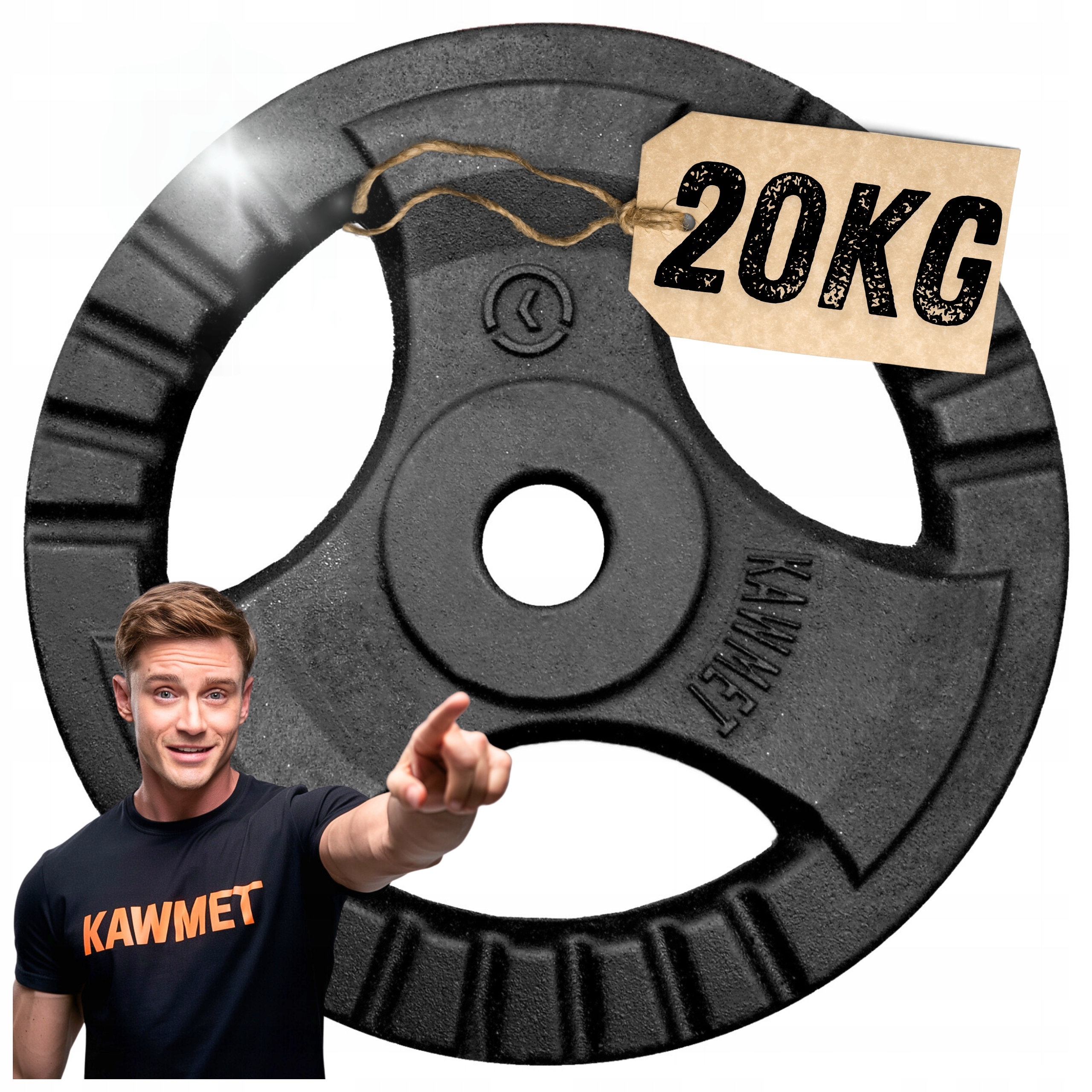 Obciążenie Żeliwne 20 kg krążek talerz kierownica siłownia fitness Kawmet