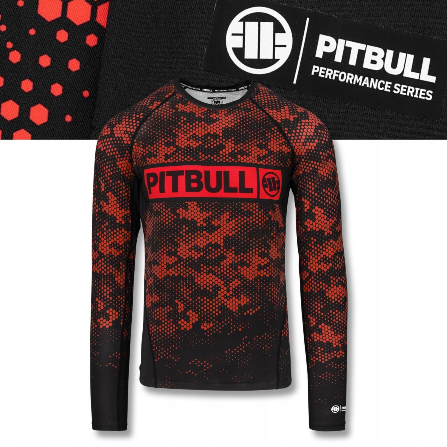 Pánský dlouhý rukáv Rashguard Pitbull technické tričko Hex Camo Hilltop