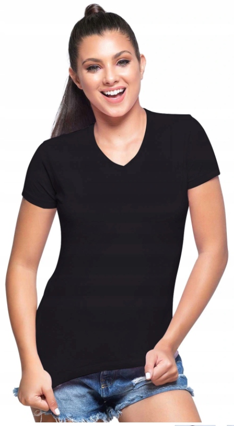 Bluzka dekolt w serek V-NECK 100%bawełna turkus XL Model TSRLCMFP