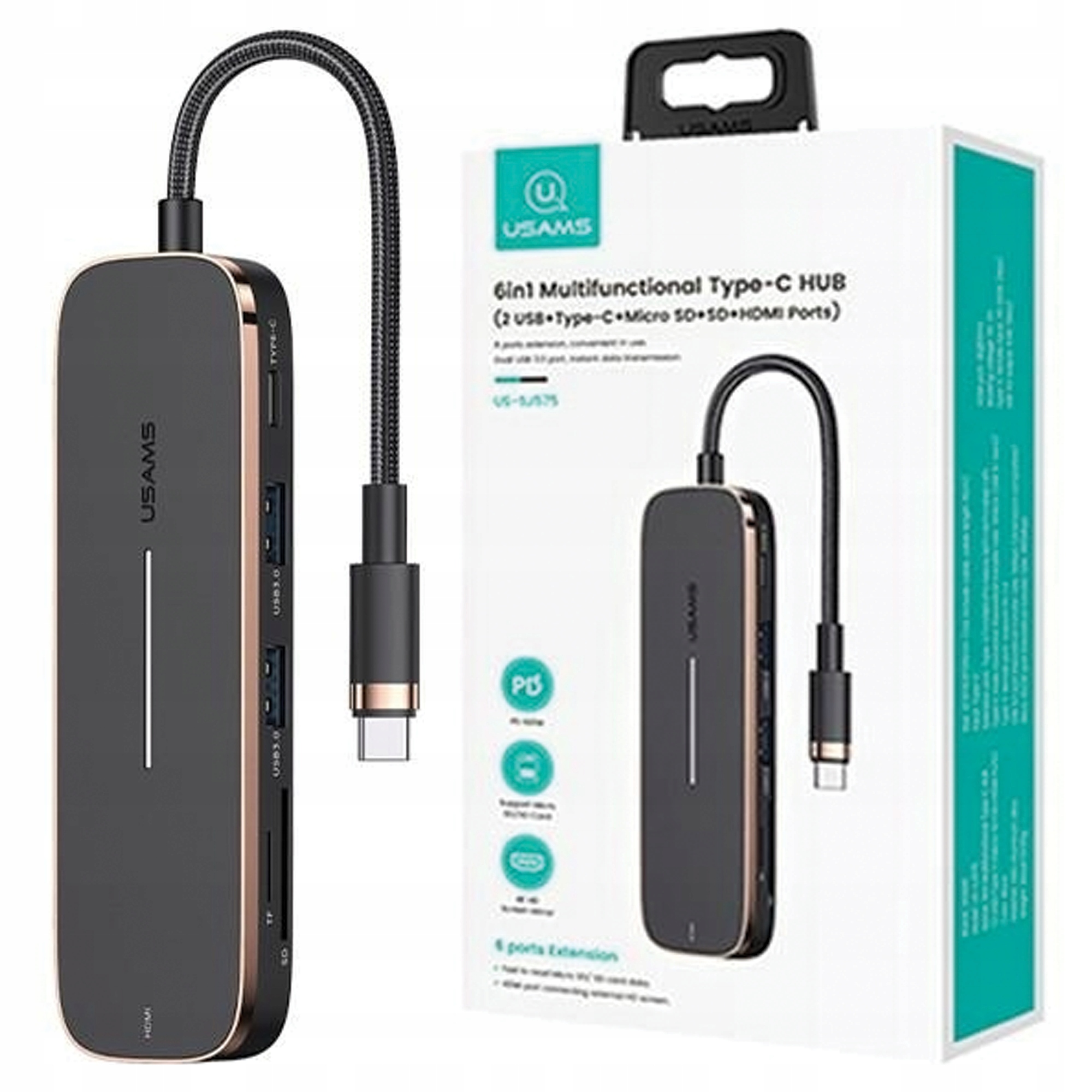 Usams Hub 2XUSB Usb-c Hdmi Micro Sd Pro Chytré Telefony Se Systémem Android