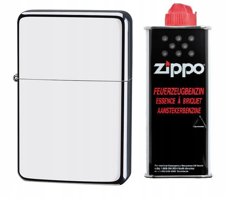 

Zestaw Zapalniczka benzynowa srebrna benzyna Zippo