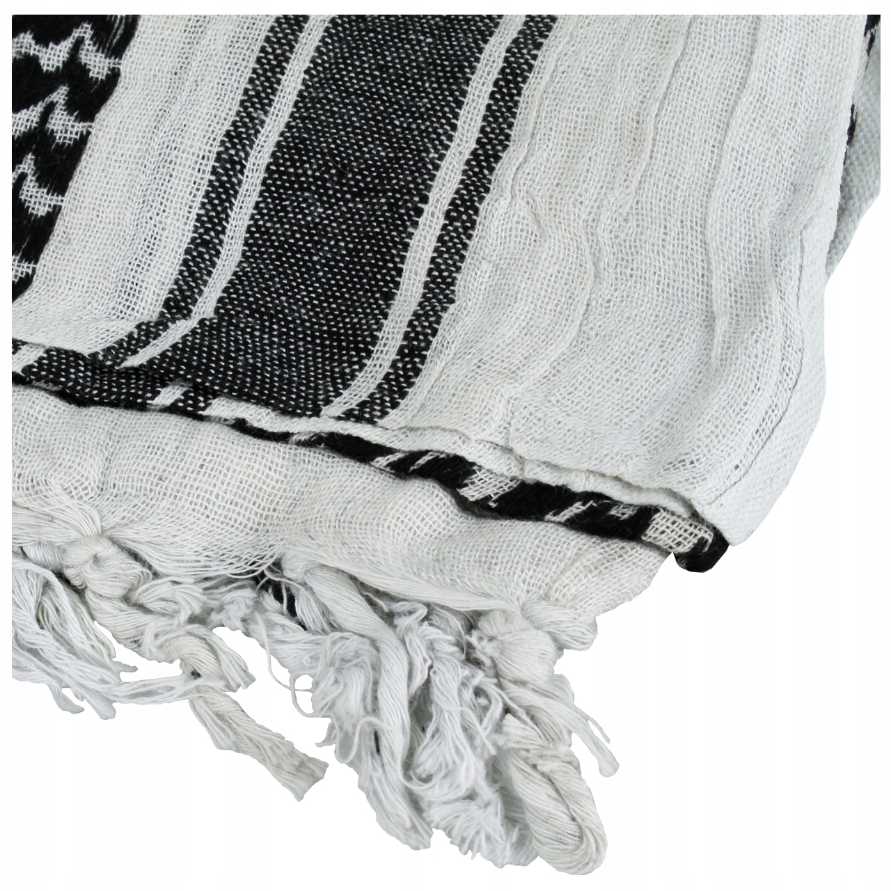CHUSTA ARAFATKA OCHRONNA BANDANA BANDAMA Shemagh 110X110 MFH BLACK WHITE Kolor biały