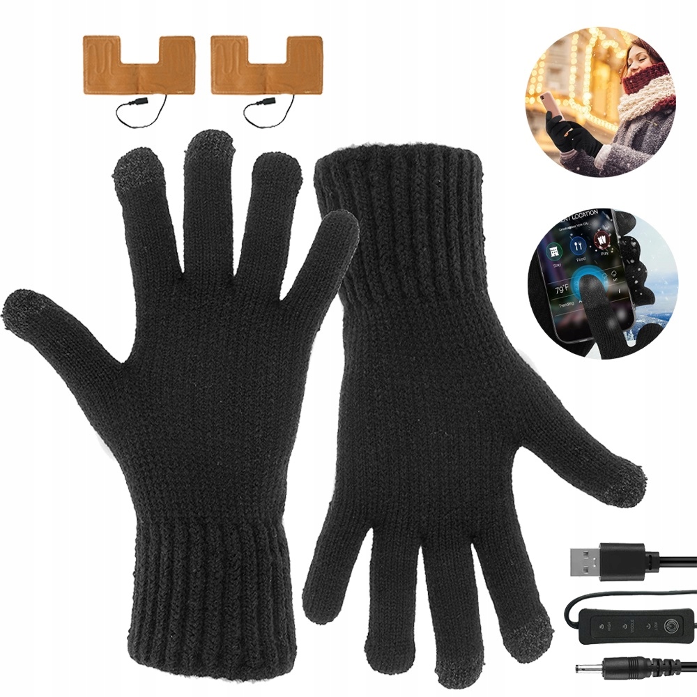 Rękawice Grzewcze Z 3 Regulatorami Temperatury, Zimowe Ciepłe Rękawice