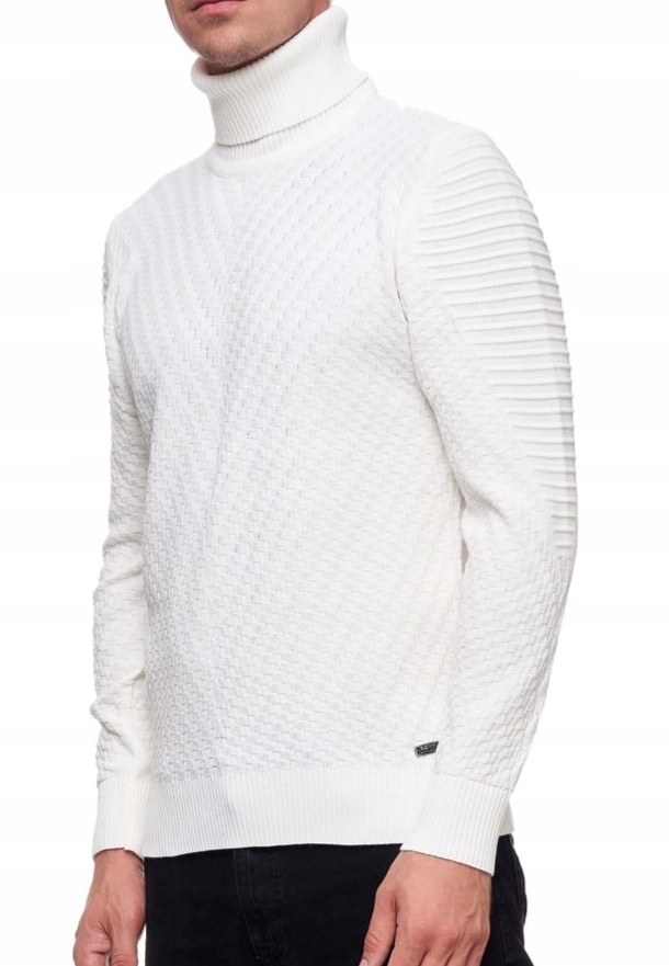 Rolák Pánský Tenký Elegantní Vánoční Svetr Krémový XL