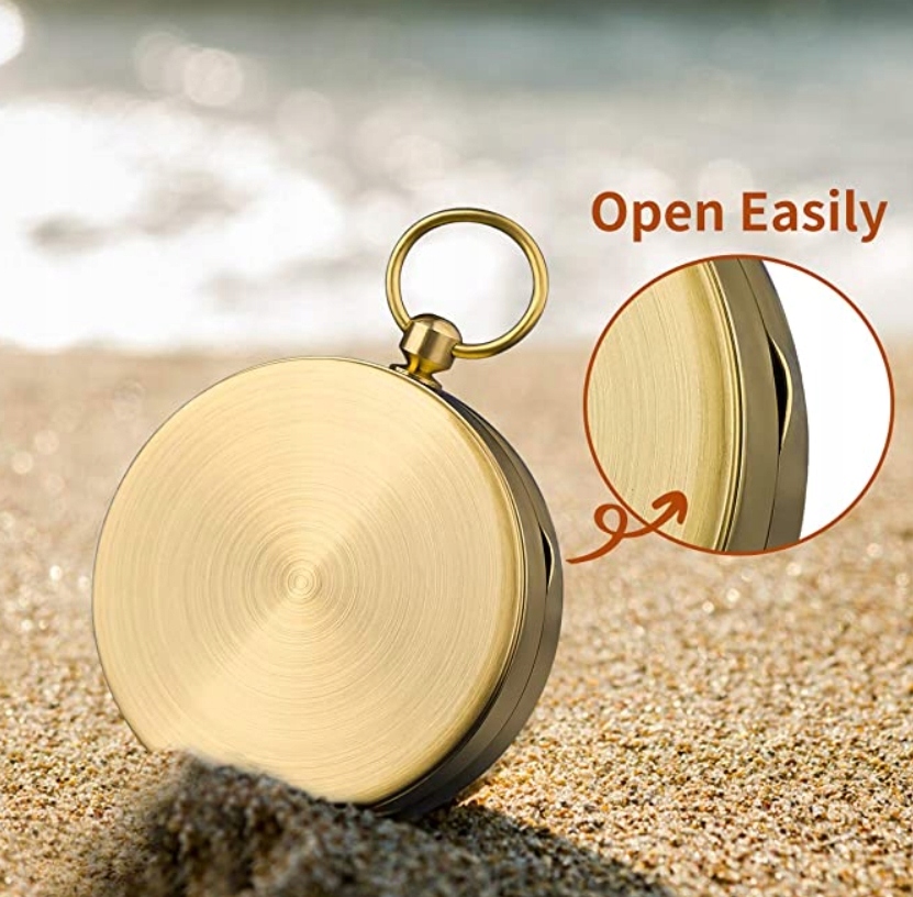 KOMPAS KIESZONKOWY BUSOLA TURYSTYCZNY+GRAWER TEKST Model COMPASSGOLD