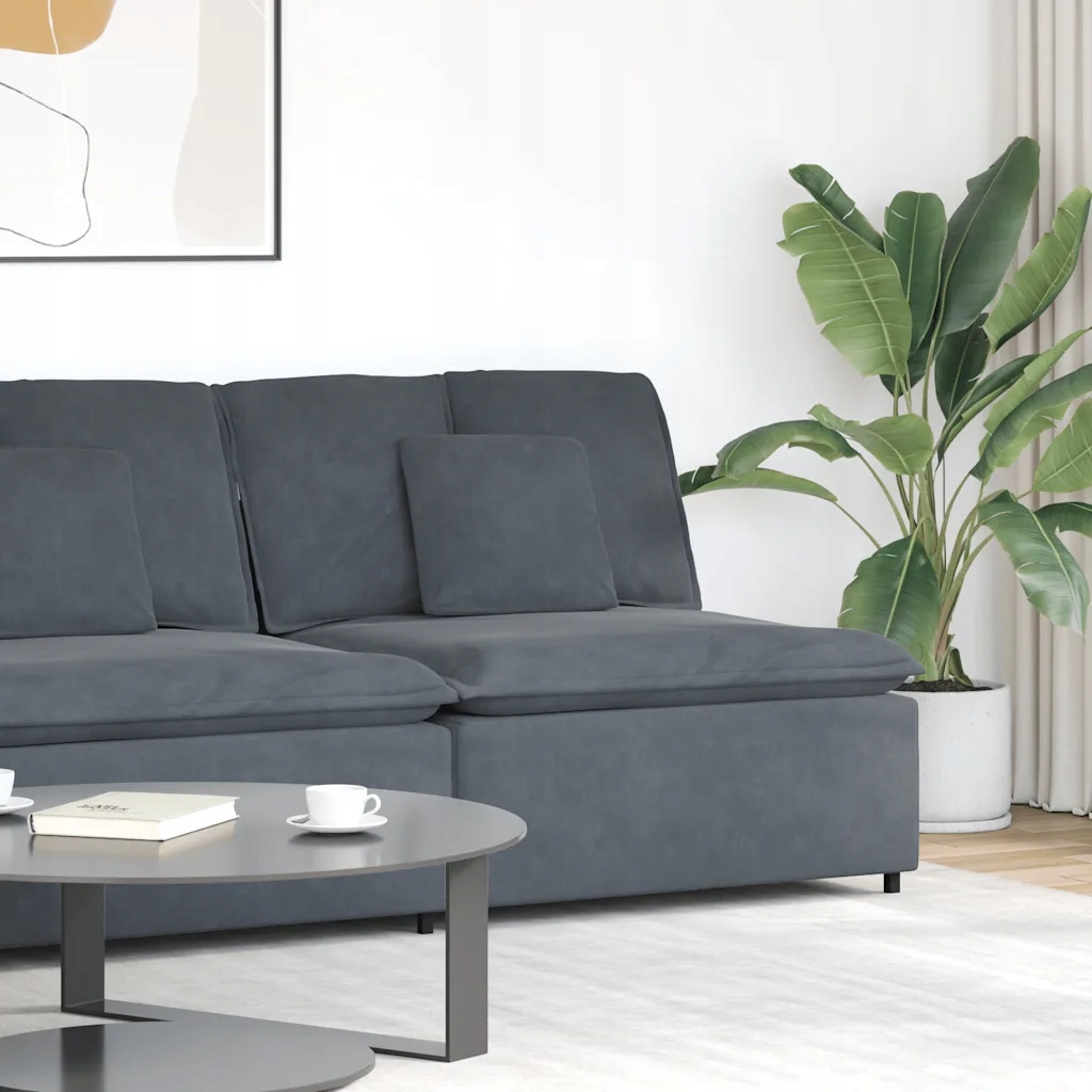 Modulární středový modul pohovky s polštáři Tmavě šedá 100 cm Šedá 4104430