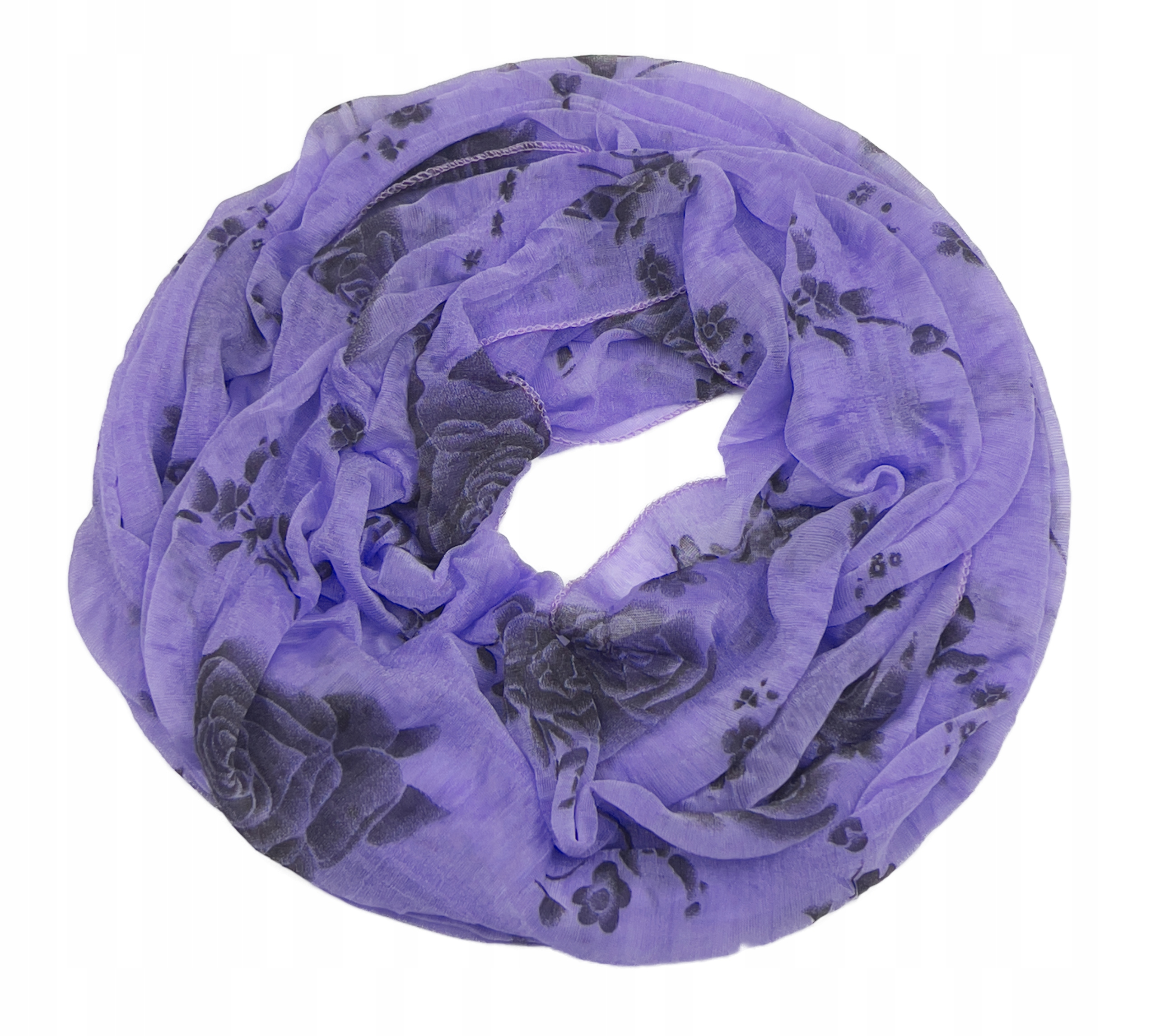 

apaszka Komin szalik fiołek fioletowy czarne róże