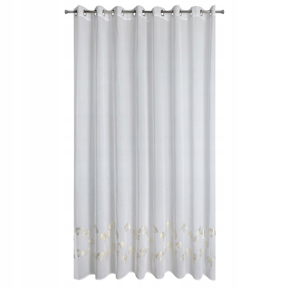 Záclona 300x250 bílá zlatá, připravená na průchodkách