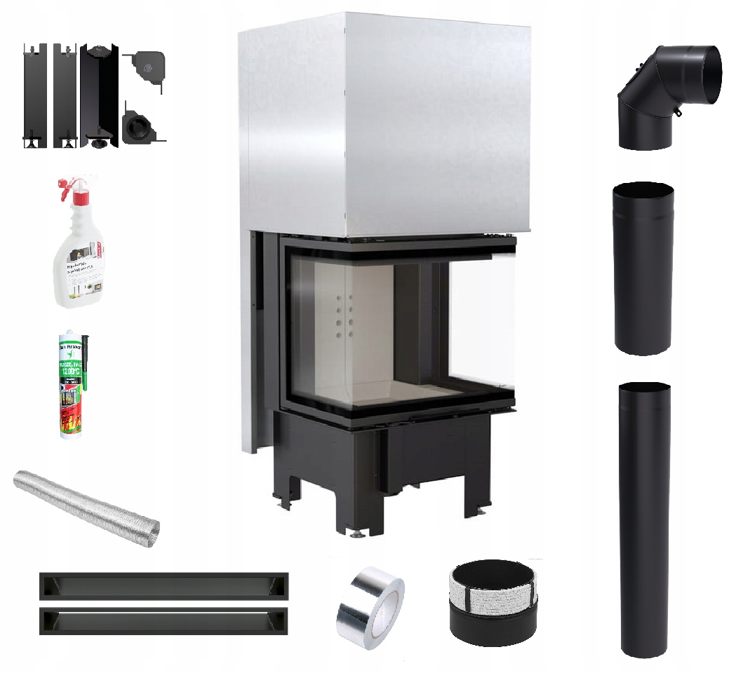 Kominek Vložka 3 skla Nbc 8 500X500 gilotina Set