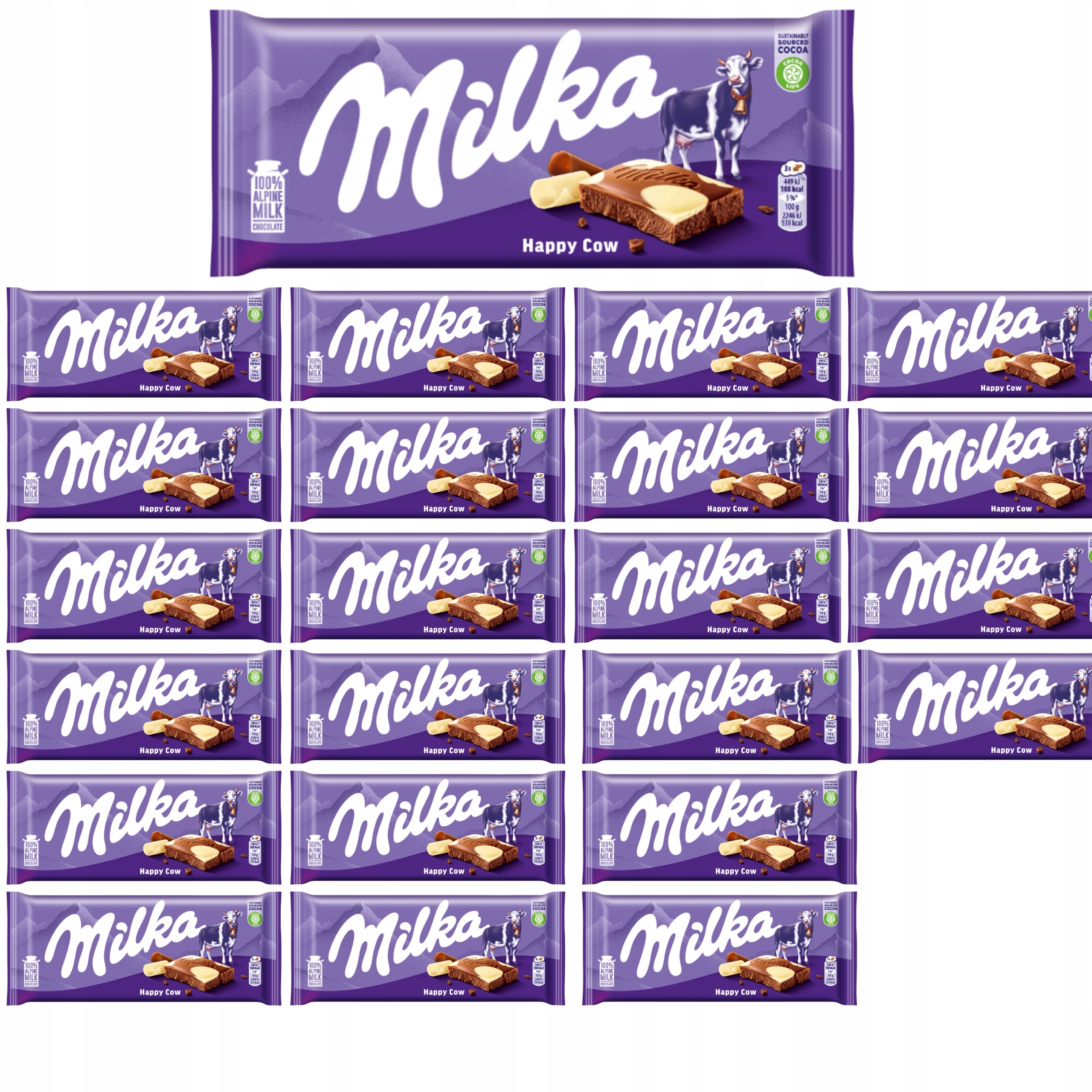 Czekolada Mleczna Milka Happy Cows 90 G 24 Sztuki