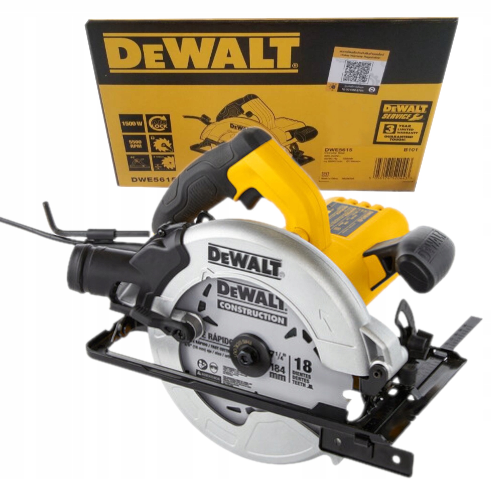 DeWALT Pilarka Tarczowa 190mm/ cięcie do 68mm/ 1500W/ 5500 obr/ 45° DWE5615