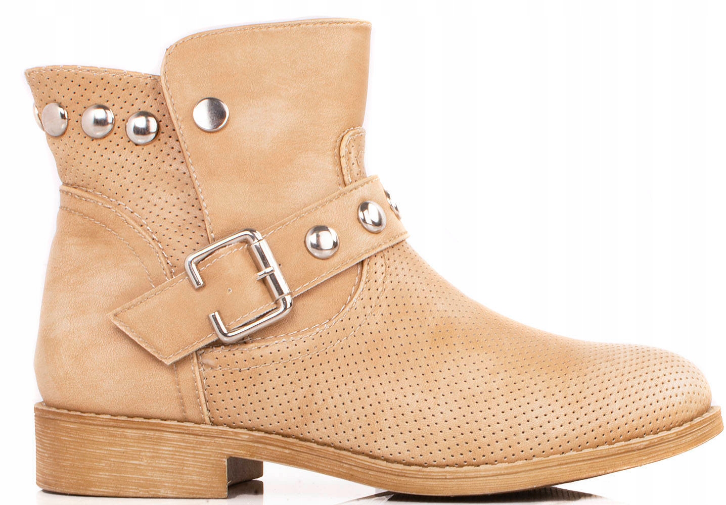 6239 BEŻOWE BOTKI DAMSKIE Z KLAMERKĄ 36