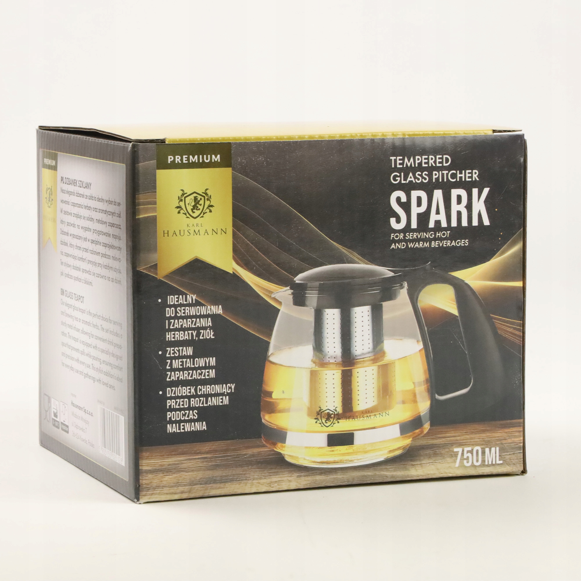 DZBANEK SZKLANY Z STALOWYM ZAPARZACZEM ZAPARZACZ DO HERBATY ZIÓŁ 750 ML