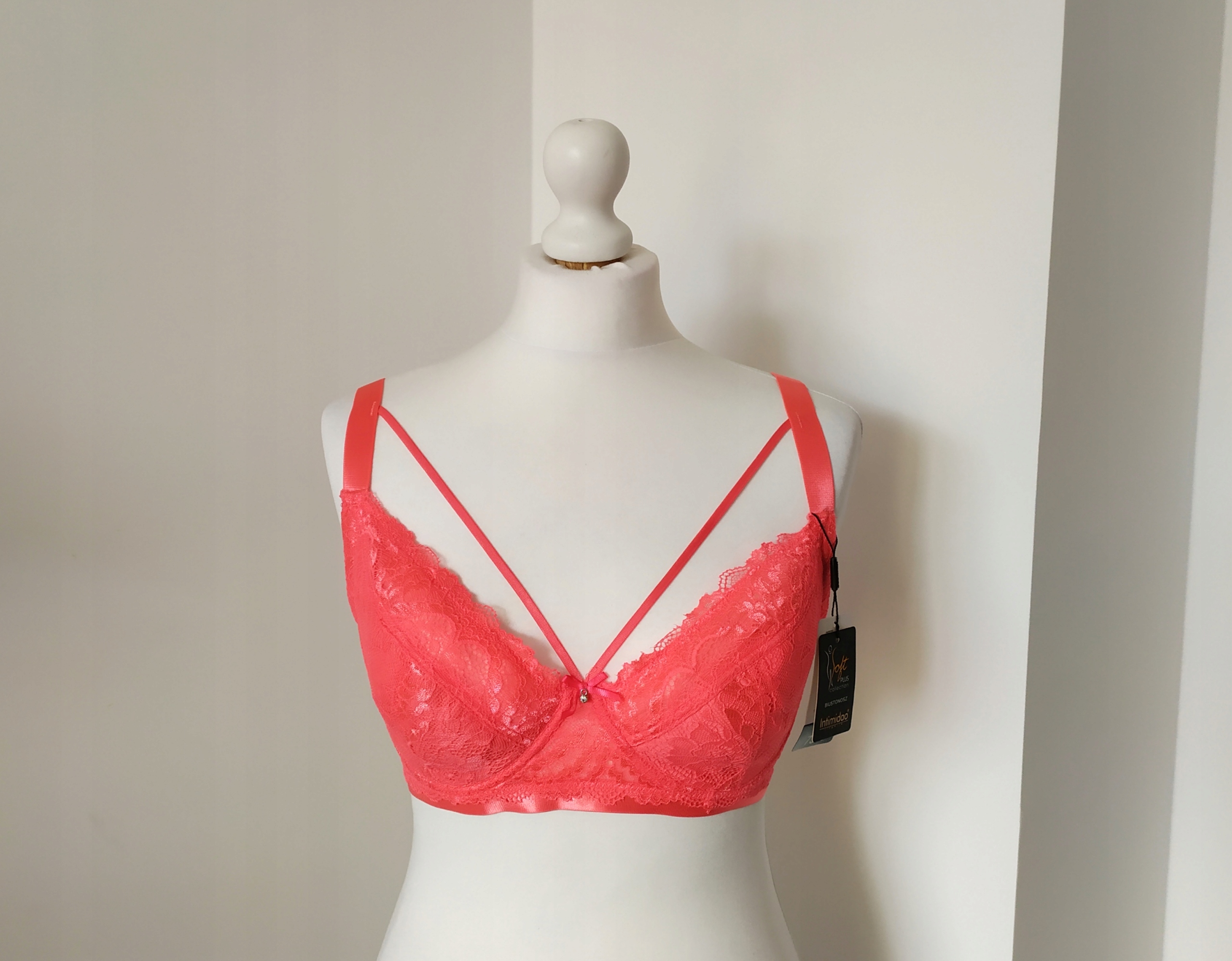 Biustonosz 90D stanik półusztywniany malina paski Marka Intimidao