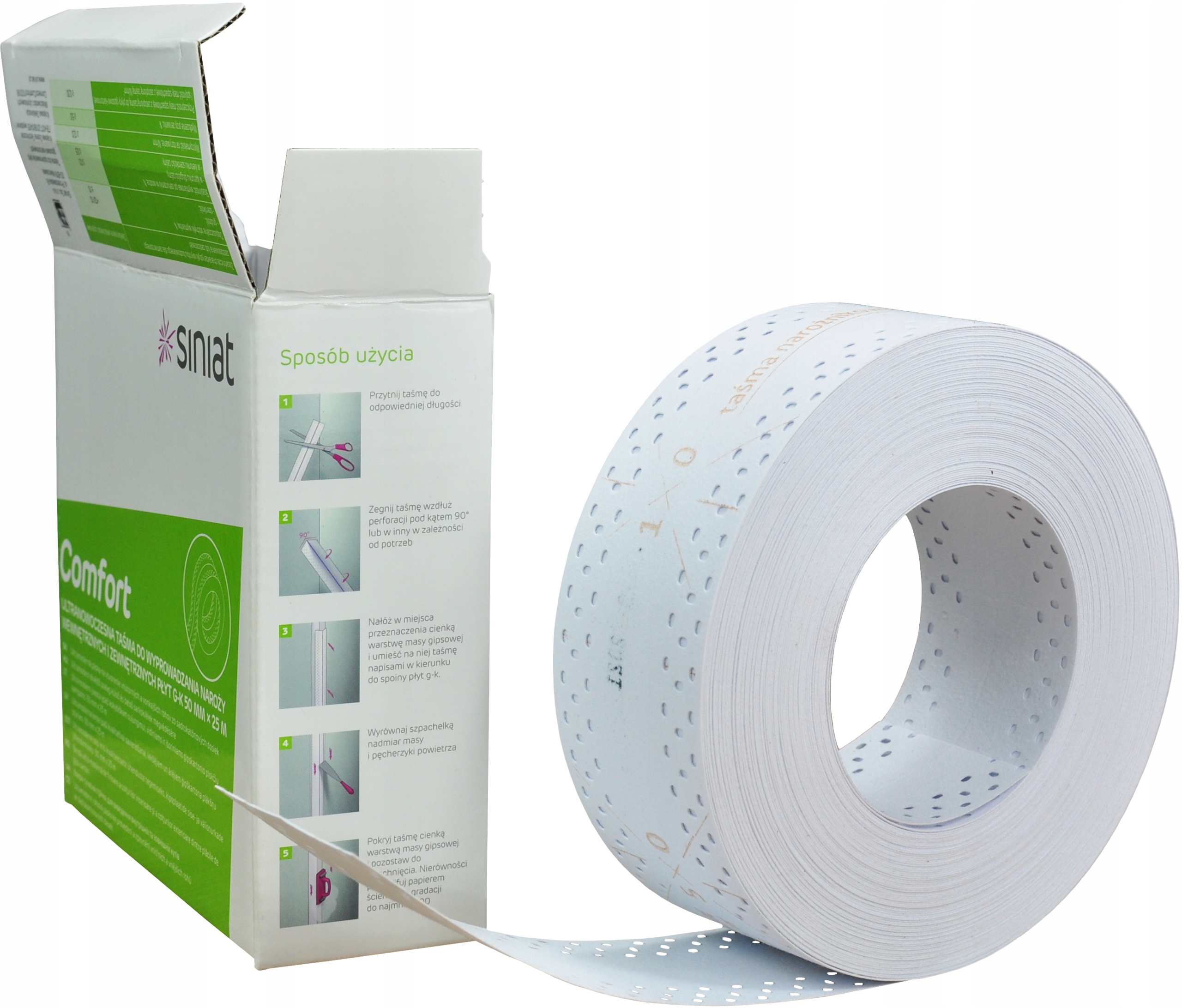 Taśma narożnikowa do spoinowania płyt G-k Siniat Comfort 50 mm [25 mb]