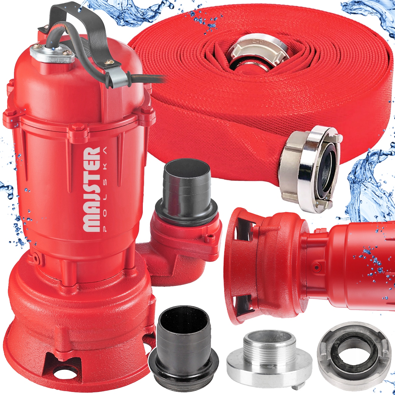 Pompa z Rozdrabniaczem Wody Brudnej Szamba Ścieków Wąż Strażak 30M MP0700