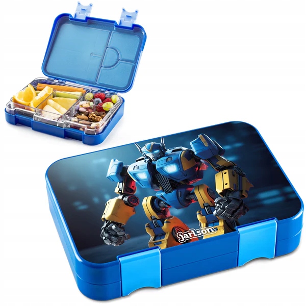 Lunchbox śniadaniówka Jarlson niebieski robot Toni do szkoły przedszkola
