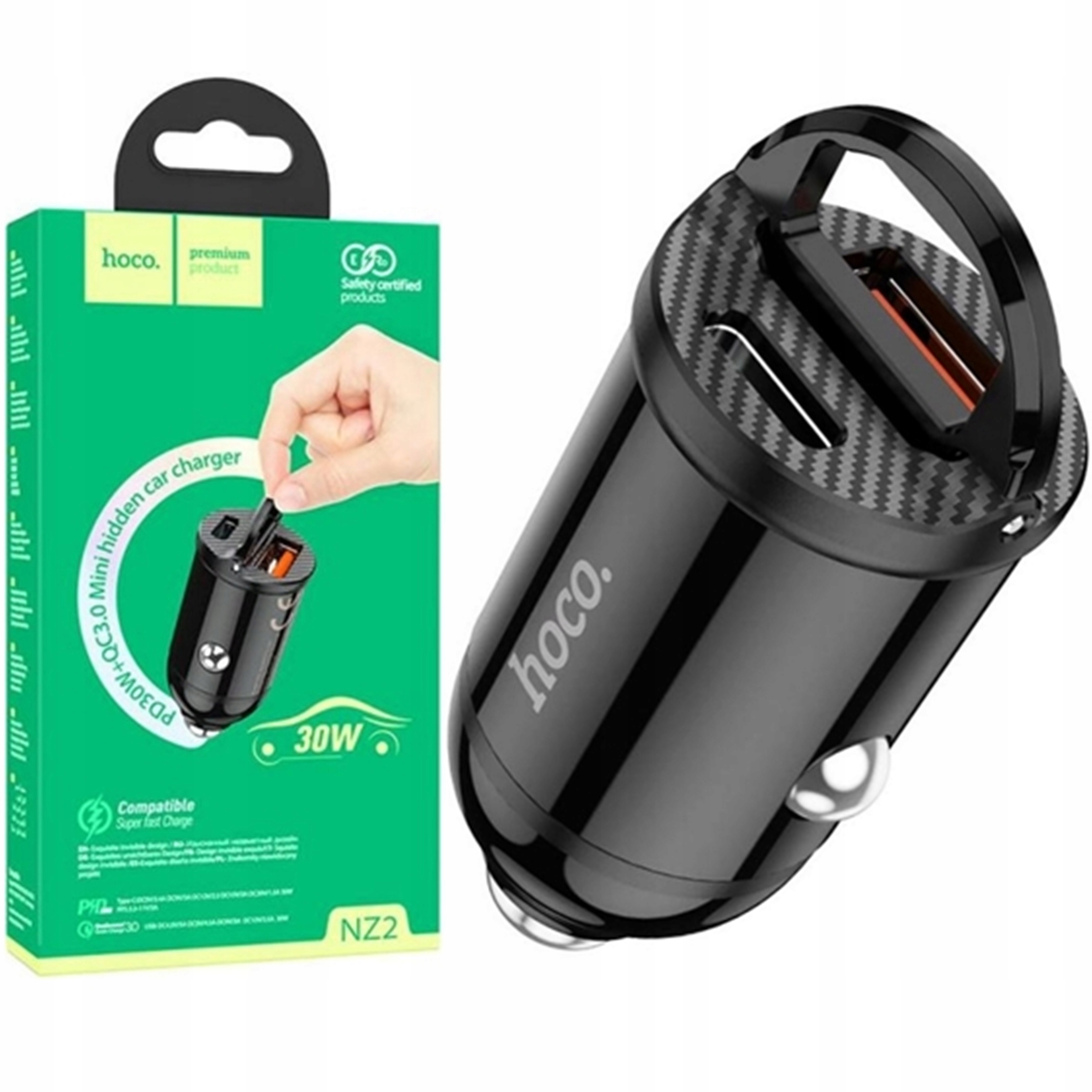 

Szybka ładowarka samochodowa Usb C Pd Qc 30W hoco